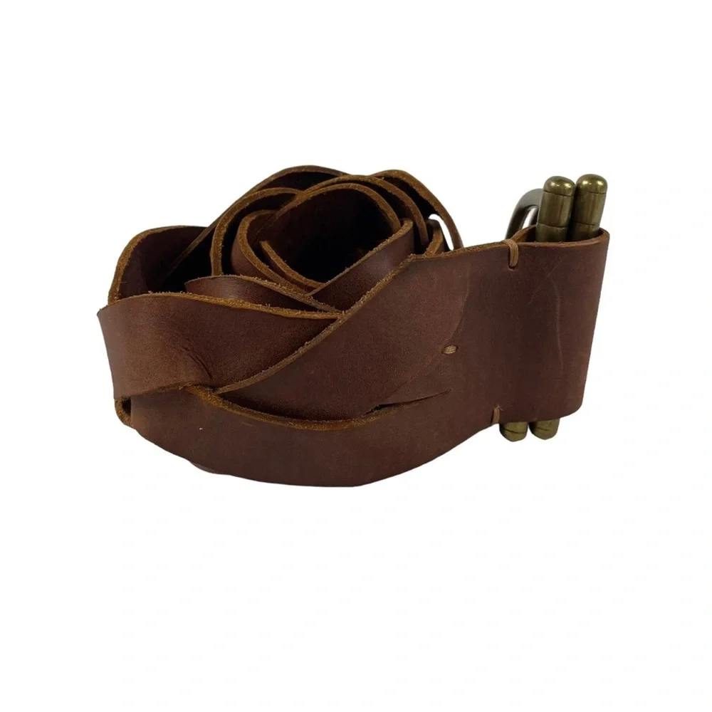 Ralph Lauren sze Small Brown Leather Belt with Brass Buckle